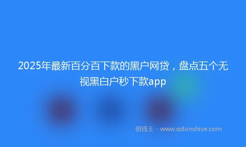 2025年最新百分百下款的黑户网贷，盘点五个无视黑白户秒下款app