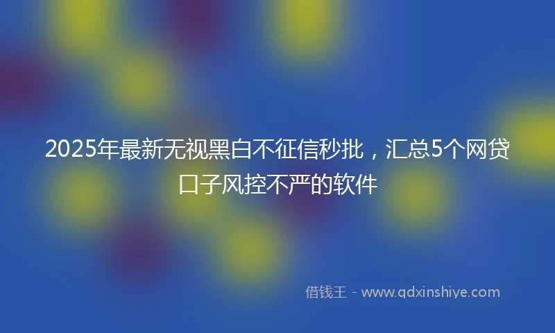 2025年最新无视黑白不征信秒批，汇总5个网贷口子风控不严的软件
