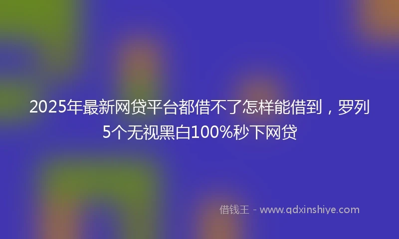 2025年最新网贷平台都借不了怎样能借到，罗列5个无视黑白100%秒下网贷
