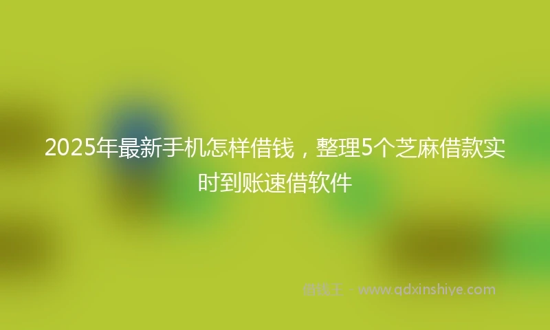 2025年最新手机怎样借钱，整理5个芝麻借款实时到账速借软件