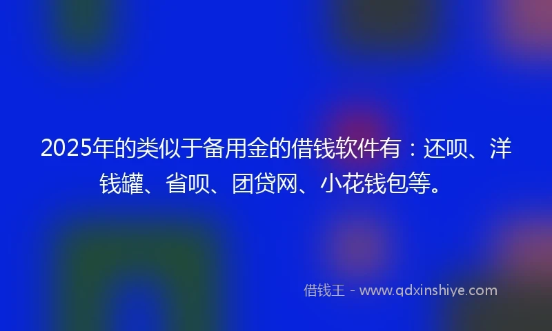 2025年的类似于备用金的借钱软件有：还呗、洋钱罐、省呗、团贷网、小花钱包等。