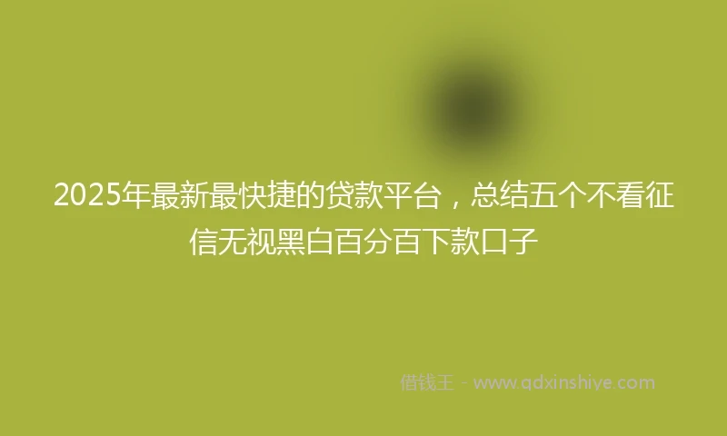 2025年最新最快捷的贷款平台，总结五个不看征信无视黑白百分百下款口子