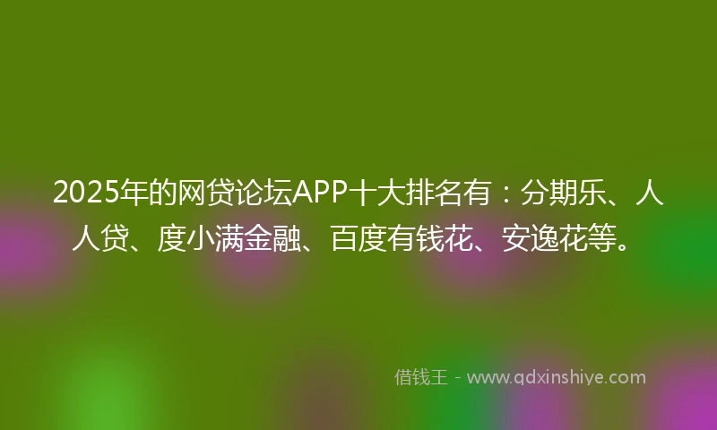 2025年的网贷论坛APP十大排名有：分期乐、人人贷、度小满金融、百度有钱花、安逸花等。