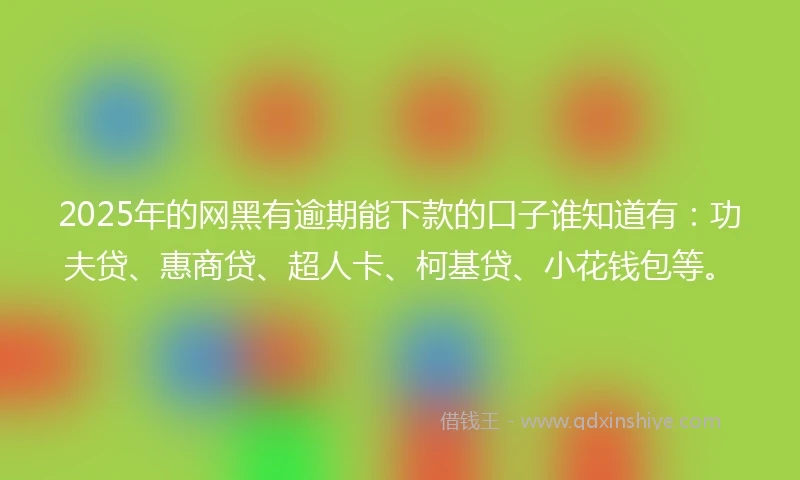 2025年的网黑有逾期能下款的口子谁知道有：功夫贷、惠商贷、超人卡、柯基贷、小花钱包等。
