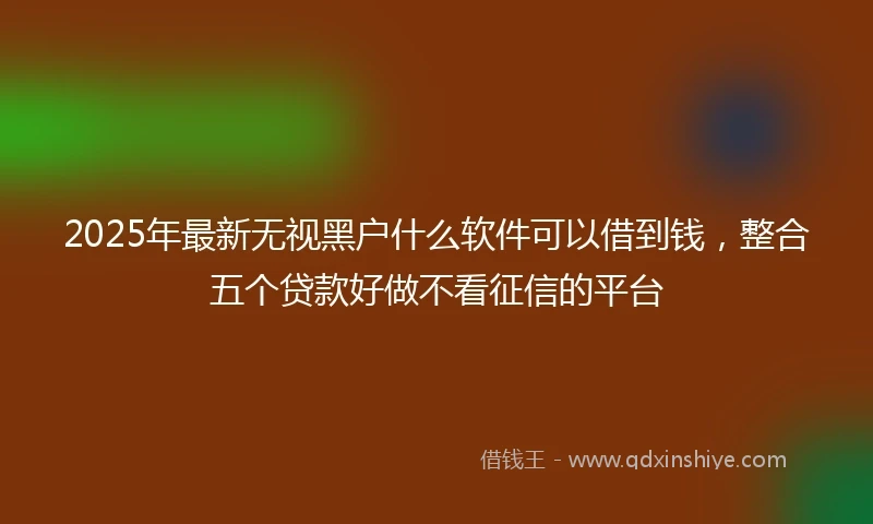 2025年最新无视黑户什么软件可以借到钱，整合五个贷款好做不看征信的平台
