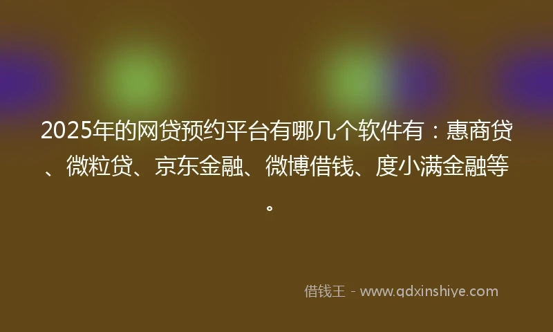 2025年的网贷预约平台有哪几个软件有：惠商贷、微粒贷、京东金融、微博借钱、度小满金融等。