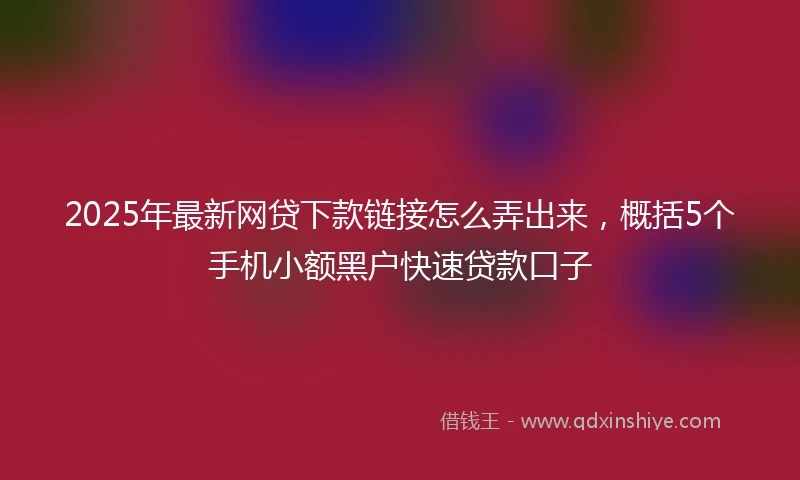 2025年最新网贷下款链接怎么弄出来，概括5个手机小额黑户快速贷款口子