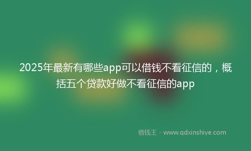 2025年最新有哪些app可以借钱不看征信的，概括五个贷款好做不看征信的app