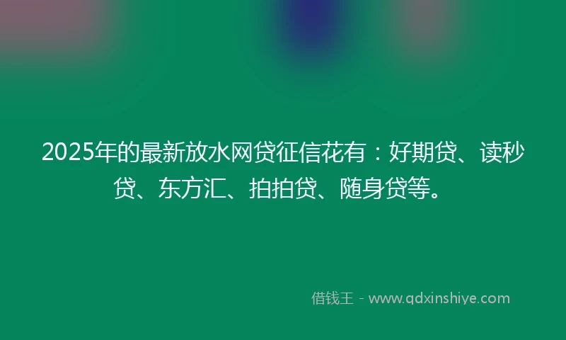 2025年的最新放水网贷征信花有：好期贷、读秒贷、东方汇、拍拍贷、随身贷等。