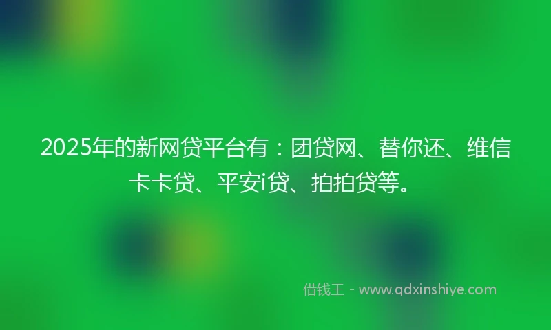 2025年的新网贷平台有：团贷网、替你还、维信卡卡贷、平安i贷、拍拍贷等。