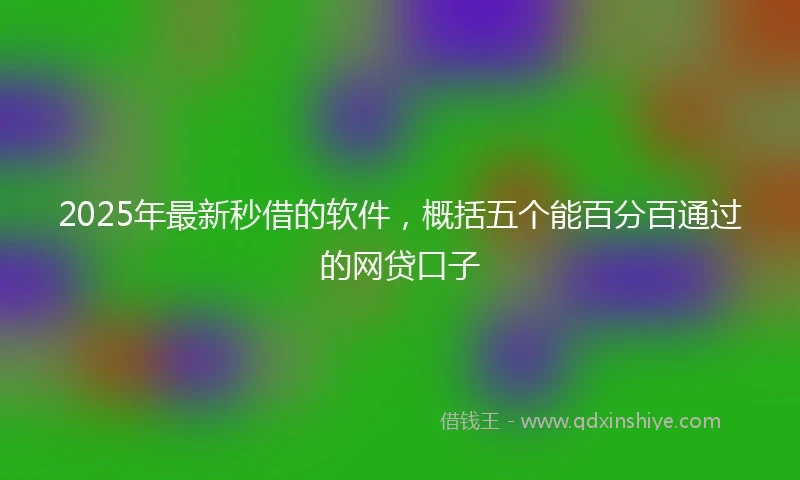 2025年最新秒借的软件，概括五个能百分百通过的网贷口子