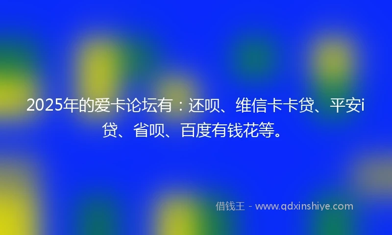 2025年的爱卡论坛有：还呗、维信卡卡贷、平安i贷、省呗、百度有钱花等。