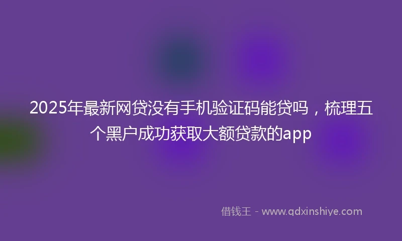 2025年最新网贷没有手机验证码能贷吗,梳理五个黑户成功获取大额贷款的app