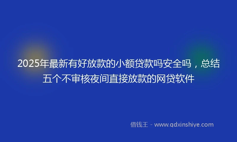 2025年最新有好放款的小额贷款吗安全吗，总结五个不审核夜间直接放款的网贷软件