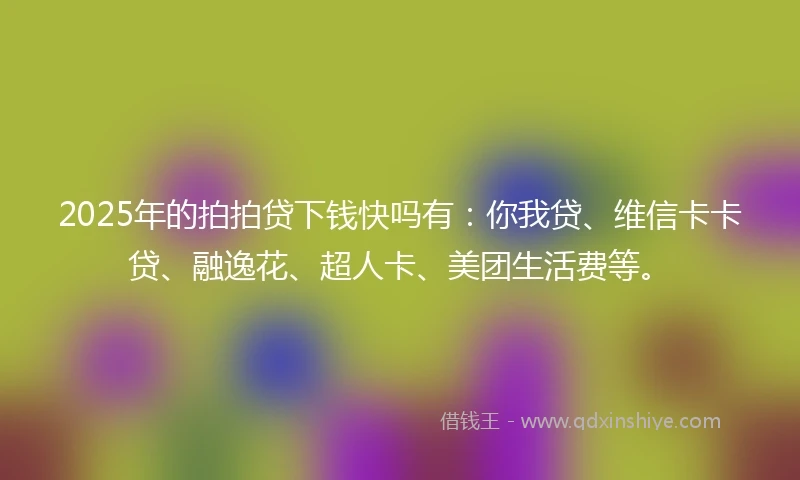 2025年的拍拍贷下钱快吗有：你我贷、维信卡卡贷、融逸花、超人卡、美团生活费等。