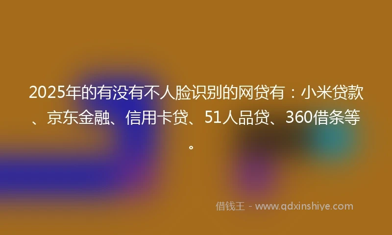 2025年的有没有不人脸识别的网贷有：小米贷款、京东金融、信用卡贷、51人品贷、360借条等。
