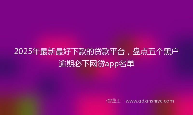 2025年最新最好下款的贷款平台，盘点五个黑户逾期必下网贷app名单
