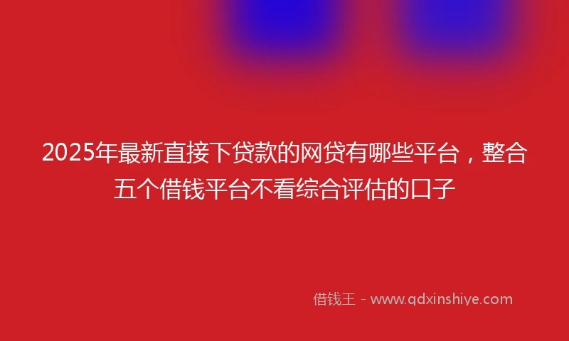 2025年最新直接下贷款的网贷有哪些平台，整合五个借钱平台不看综合评估的口子