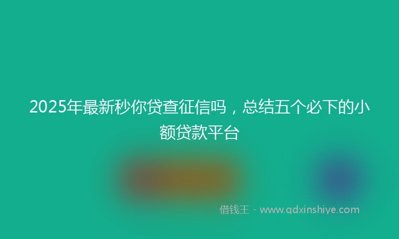 2025年最新秒你贷查征信吗，总结五个必下的小额贷款平台