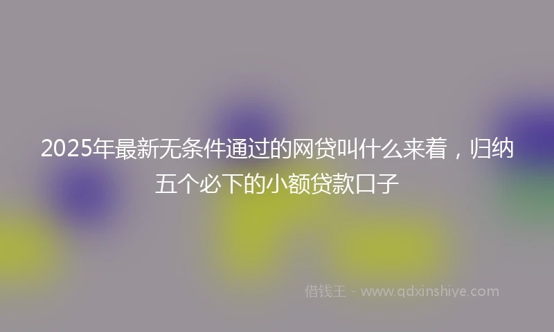 2025年最新无条件通过的网贷叫什么来着，归纳五个必下的小额贷款口子