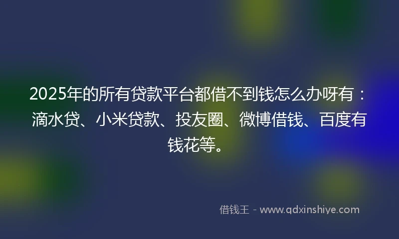 2025年的所有贷款平台都借不到钱怎么办呀有：滴水贷、小米贷款、投友圈、微博借钱、百度有钱花等。