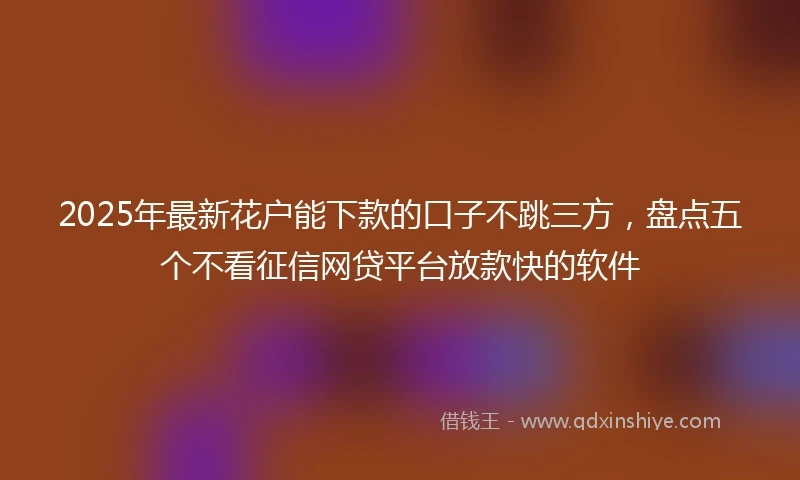 2025年最新花户能下款的口子不跳三方，盘点五个不看征信网贷平台放款快的软件