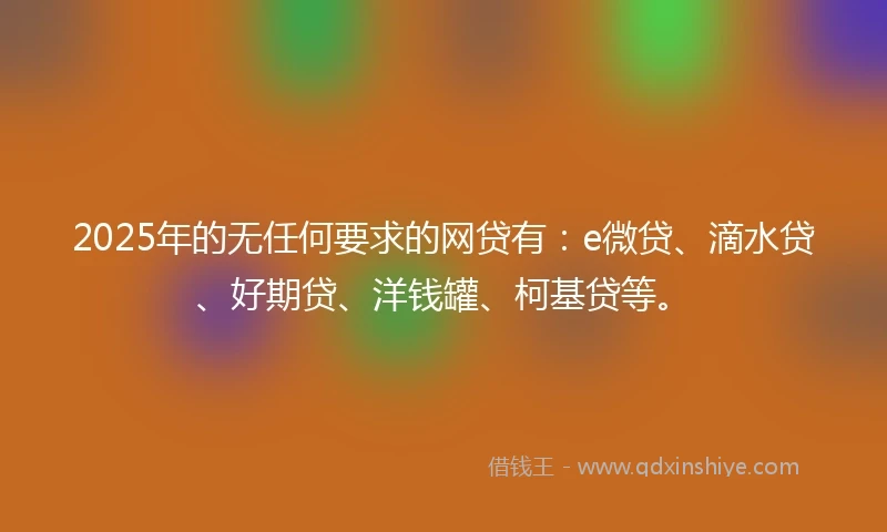 2025年的无任何要求的网贷有：e微贷、滴水贷、好期贷、洋钱罐、柯基贷等。