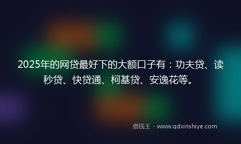 2025年的网贷最好下的大额口子有：功夫贷、读秒贷、快贷通、柯基贷、安逸花等。