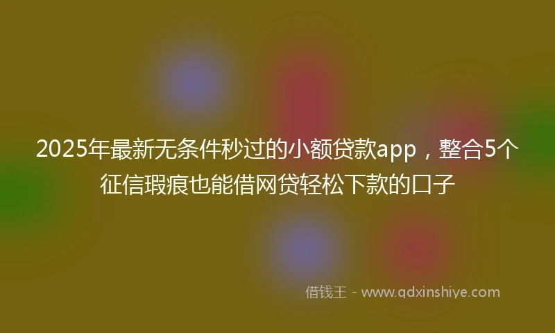 2025年最新无条件秒过的小额贷款app，整合5个征信瑕疵也能借网贷轻松下款的口子