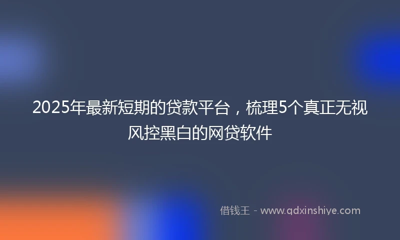 2025年最新短期的贷款平台，梳理5个真正无视风控黑白的网贷软件