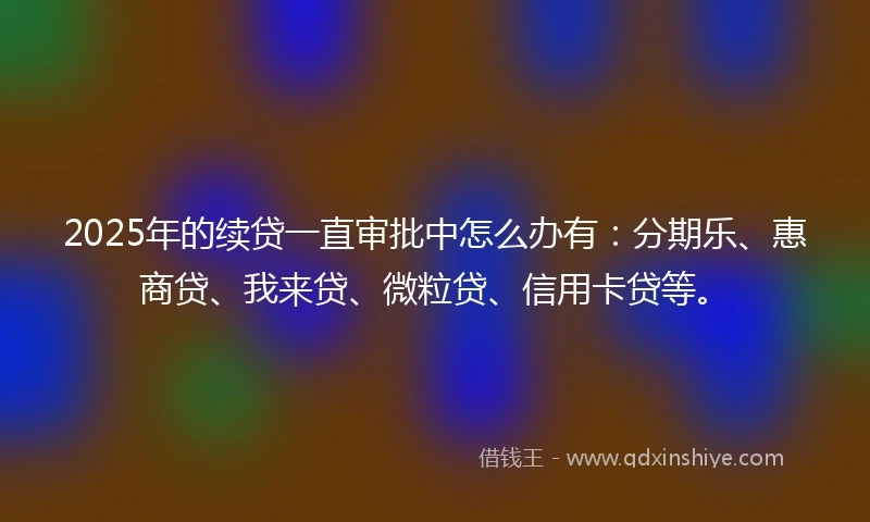 2025年的续贷一直审批中怎么办有：分期乐、惠商贷、我来贷、微粒贷、信用卡贷等。