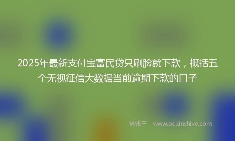 2025年最新支付宝富民贷只刷脸就下款，概括五个无视征信大数据当前逾期下款的口子