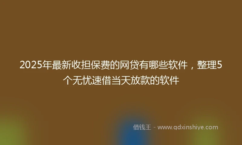 2025年最新收担保费的网贷有哪些软件，整理5个无忧速借当天放款的软件