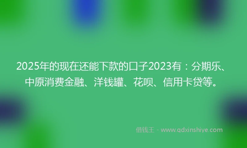 2025年的现在还能下款的口子2023有：分期乐、中原消费金融、洋钱罐、花呗、信用卡贷等。