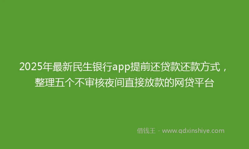 2025年最新民生银行app提前还贷款还款方式，整理五个不审核夜间直接放款的网贷平台
