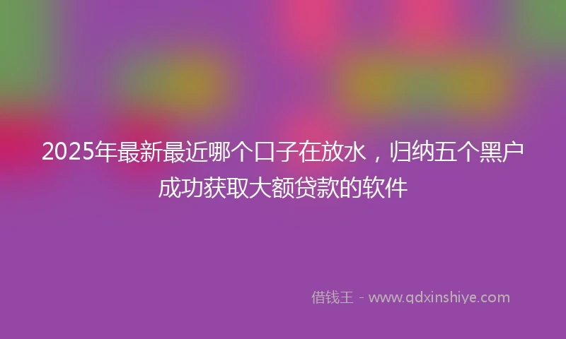 2025年最新最近哪个口子在放水，归纳五个黑户成功获取大额贷款的软件