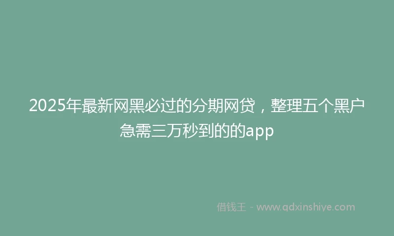 2025年最新网黑必过的分期网贷，整理五个黑户急需三万秒到的的app