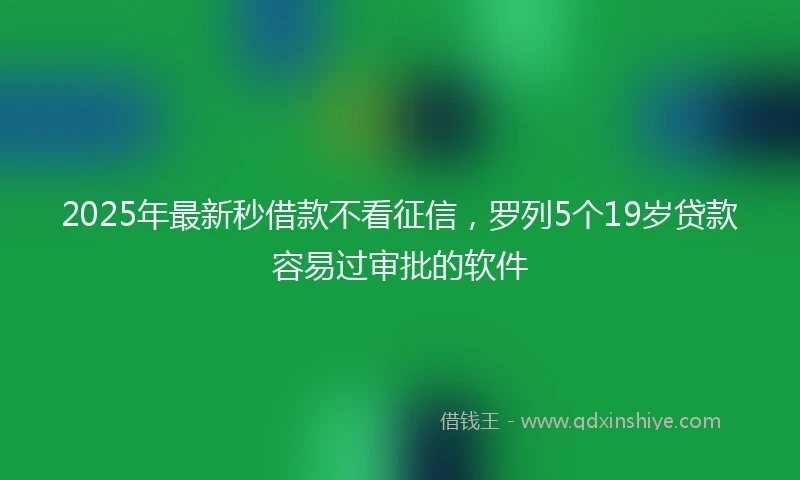 2025年最新秒借款不看征信，罗列5个19岁贷款容易过审批的软件