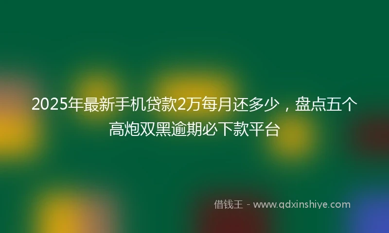 2025年最新手机贷款2万每月还多少，盘点五个高炮双黑逾期必下款平台