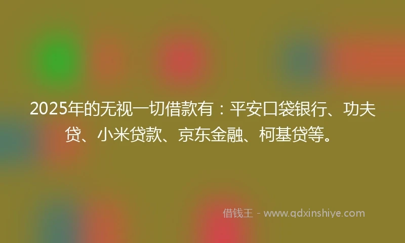 2025年的无视一切借款有：平安口袋银行、功夫贷、小米贷款、京东金融、柯基贷等。