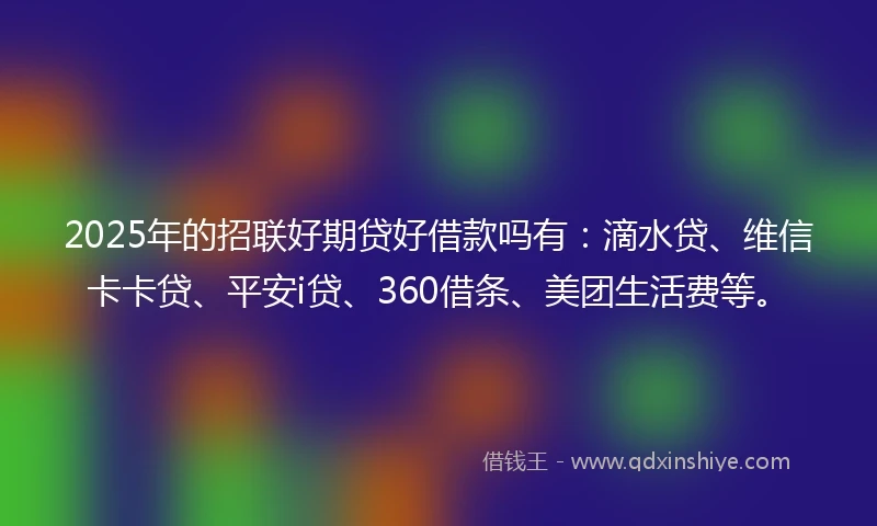 2025年的招联好期贷好借款吗有：滴水贷、维信卡卡贷、平安i贷、360借条、美团生活费等。