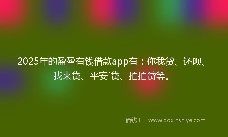 2025年的盈盈有钱借款app有：你我贷、还呗、我来贷、平安i贷、拍拍贷等。