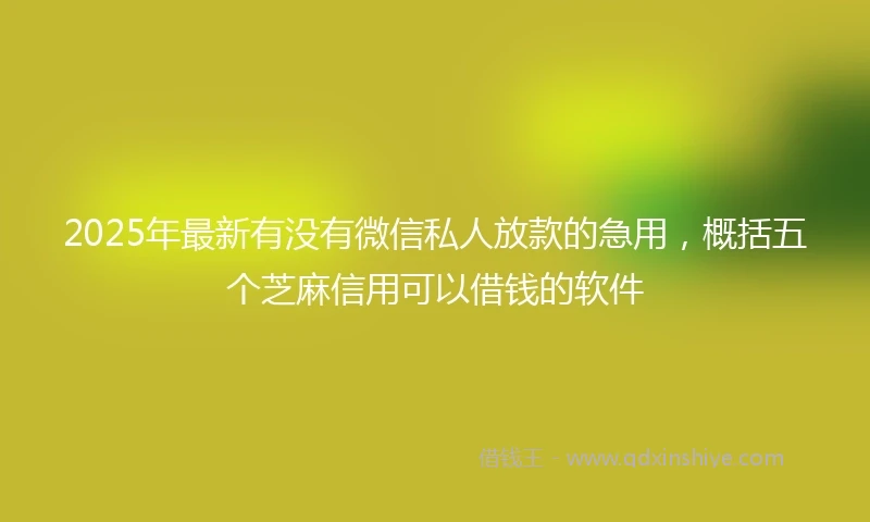 2025年最新有没有微信私人放款的急用，概括五个芝麻信用可以借钱的软件