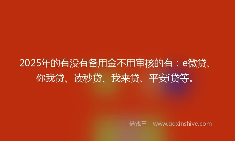 2025年的有没有备用金不用审核的有：e微贷、你我贷、读秒贷、我来贷、平安i贷等。