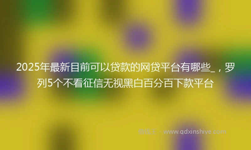 2025年最新目前可以贷款的网贷平台有哪些_，罗列5个不看征信无视黑白百分百下款平台
