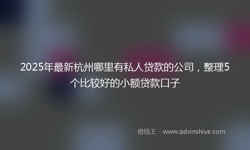 2025年最新杭州哪里有私人贷款的公司，整理5个比较好的小额贷款口子