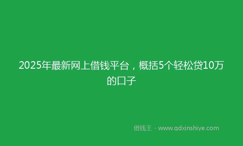 2025年最新网上借钱平台，概括5个轻松贷10万的口子