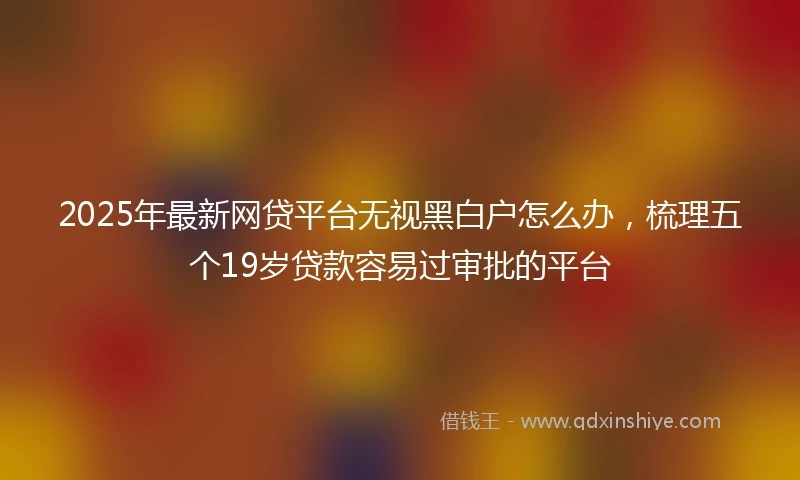 2025年最新网贷平台无视黑白户怎么办，梳理五个19岁贷款容易过审批的平台