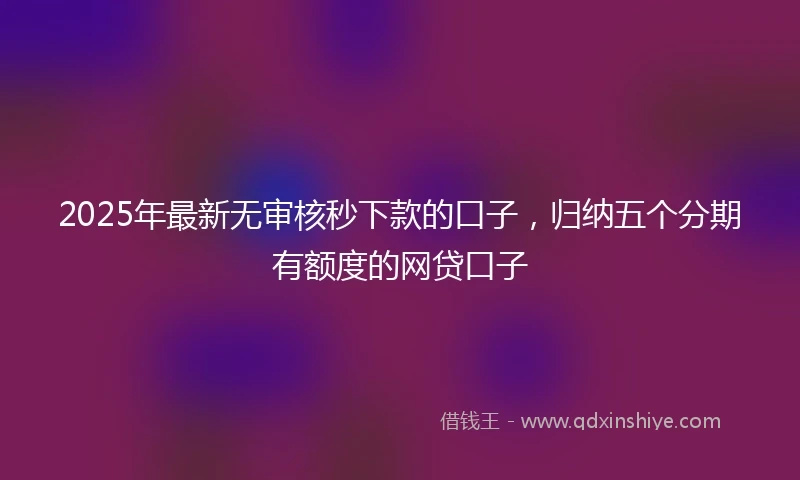 2025年最新无审核秒下款的口子，归纳五个分期有额度的网贷口子