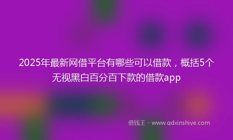 2025年最新网借平台有哪些可以借款，概括5个无视黑白百分百下款的借款app